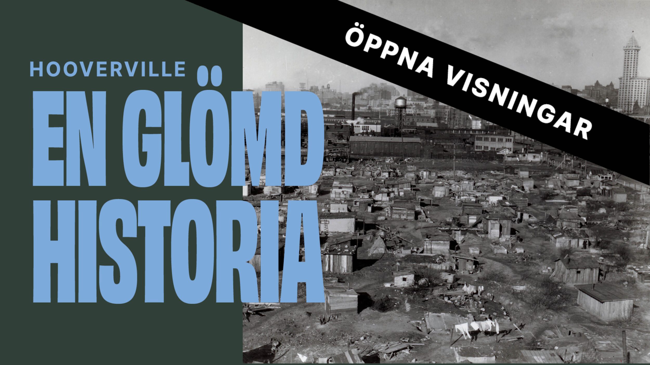 utställningsaffish med budskap om öppna visningar